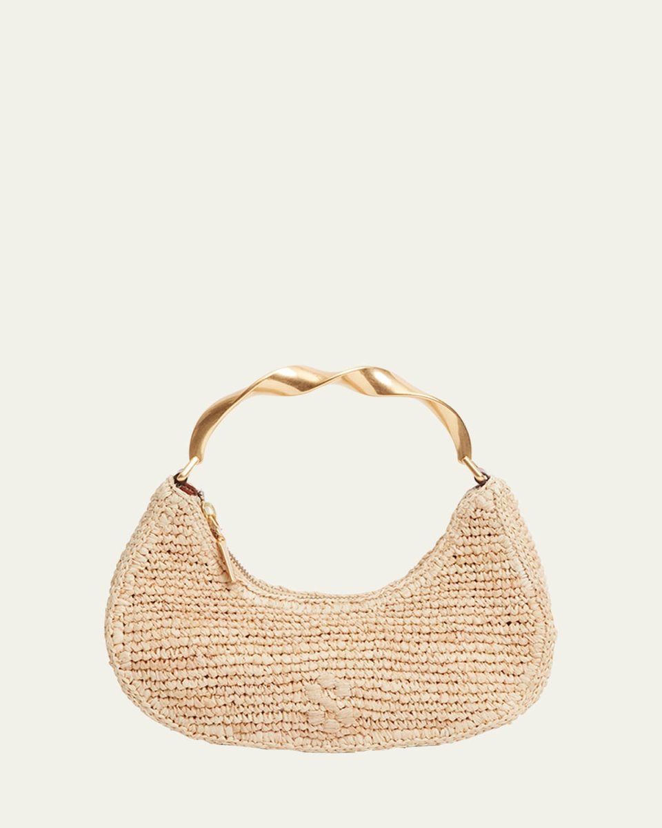 Nixi Twist Raffia Top-Handle Bag